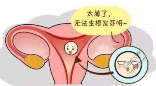 妇女的子宫内膜很薄，使胚胎难以在子宫内停留。